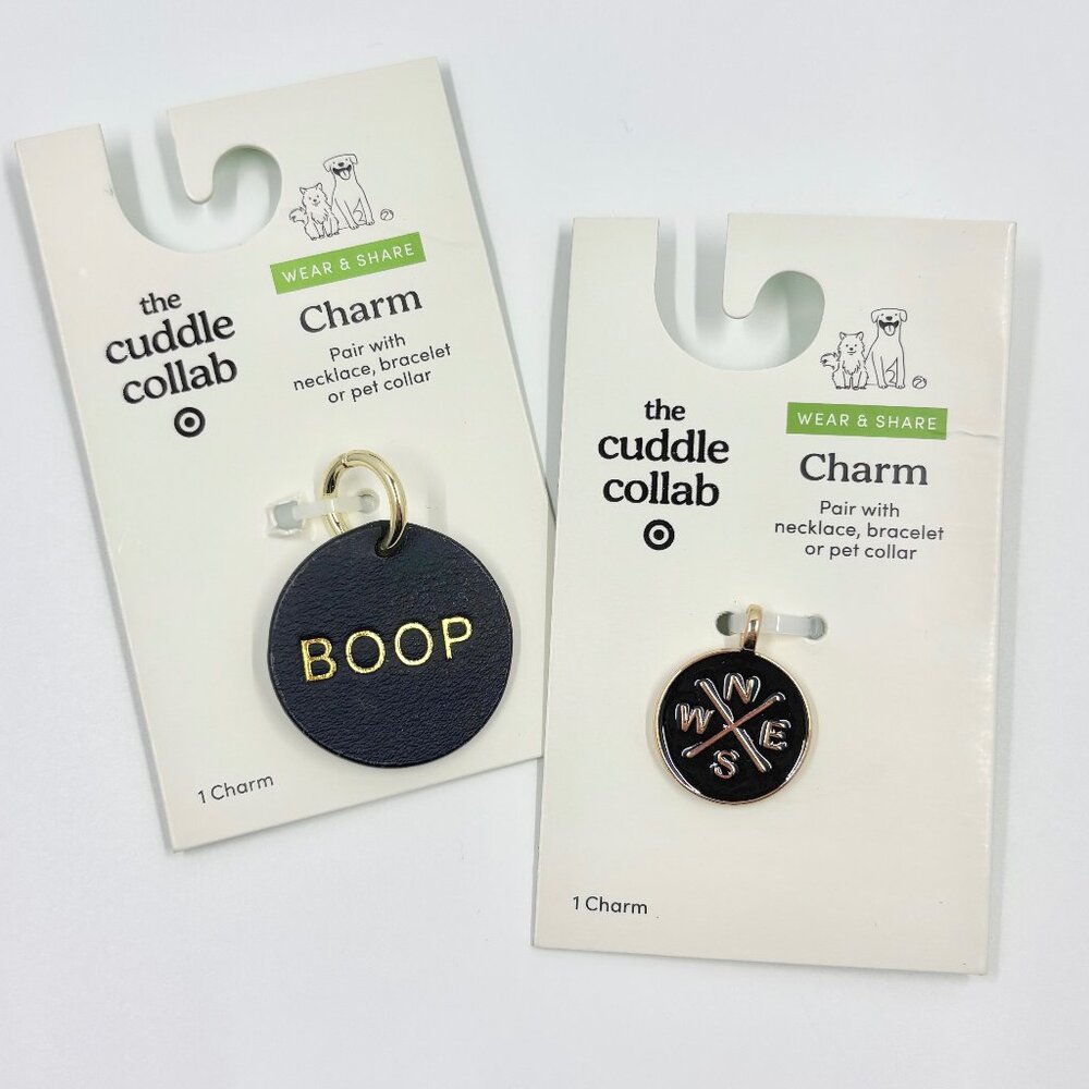 NWT Cuddle Collab Dog Collar Charm BOOP and Compass Black Pet Accessories Leash